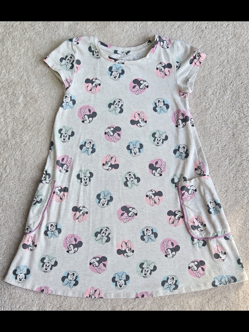Disney Girls Minnie Mouse Short Sleeve Dress - Pink, Blue, Mint